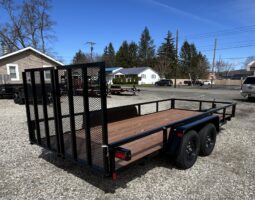 2027 BWISE 7×16 UTILITY TRAILER–7,000 GVW | TWO PIECE SPLIT DETACHABLE GATE | ELECTRIC BRAKES | (UT-716)-BLACK