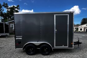 2026 Haulmark Passport Deluxe 7 x 12 Enclosed Cargo Trailer-7,000 GVW, 7\’ Interior, V-Nose, Ramp Door (PP712T2-D)-Gray