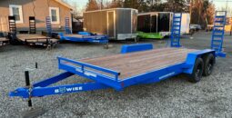 2027 BWISE / BRI-MAR 7×18-9,990 GVW LOW PROFILE EQUIPMENT TRAILER-5\’ ADJUSTABLE RAMPS & ELEC BRAKES (EH18-10ELE)-BLUE