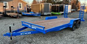 2027 BWISE / BRI-MAR 7×18-9,990 GVW LOW PROFILE EQUIPMENT TRAILER-5\’ ADJUSTABLE RAMPS & ELEC BRAKES (EH18-10ELE)-BLUE