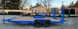 2027 BWISE / BRI-MAR 7×18-9,990 GVW LOW PROFILE EQUIPMENT TRAILER-5\’ ADJUSTABLE RAMPS & ELEC BRAKES (EH18-10ELE)-BLUE