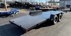 2027 BWISE / BRI-MAR 7×20-9,990 GVW FULL STEEL DECK CAR TRAILER w/DOVETAIL-5′ SLIDE-IN ADJUSTABLE RAMPS & REMOVABLE FENDERS (CH20-10-FULL)-BLACK