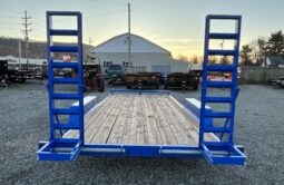 2027 BWISE / BRI-MAR 7×18-9,990 GVW LOW PROFILE EQUIPMENT TRAILER-5\’ ADJUSTABLE RAMPS & ELEC BRAKES (EH18-10ELE)-BLUE