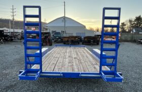2027 BWISE / BRI-MAR 7×18-9,990 GVW LOW PROFILE EQUIPMENT TRAILER-5\’ ADJUSTABLE RAMPS & ELEC BRAKES (EH18-10ELE)-BLUE