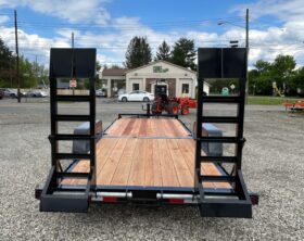 2027 BWISE / BRI-MAR 7×22-14,000 GVW LOW PROFILE EQUIPMENT TRAILER- LOCKABLE TOOL TRAY, 5\’ ADJUSTABLE RAMPS & ELECTRIC BRAKES (EH22-14)-BLACK