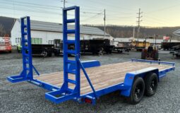 2027 BWISE / BRI-MAR 7×18-9,990 GVW LOW PROFILE EQUIPMENT TRAILER-5\’ ADJUSTABLE RAMPS & ELEC BRAKES (EH18-10ELE)-BLUE