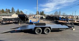 2027 BWISE / BRI-MAR 7×20-9,990 GVW FULL STEEL DECK CAR TRAILER w/DOVETAIL-5′ SLIDE-IN ADJUSTABLE RAMPS & REMOVABLE FENDERS (CH20-10-FULL)-BLACK
