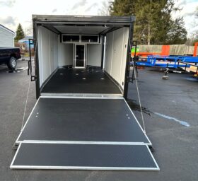 2026 HAULMARK PREMIUM MOTORCYCLE HAULER 7×14-7,000 GVW V-NOSE, ELECTRIC BRAKES AND REAR RAMP DOOR (LH714T2)-BLACKOUT PACKAGE