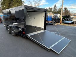2026 HAULMARK PREMIUM MOTORCYCLE HAULER 7×14-7,000 GVW V-NOSE, ELECTRIC BRAKES AND REAR RAMP DOOR (LH714T2)-BLACKOUT PACKAGE