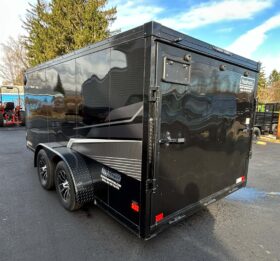 2026 HAULMARK PREMIUM MOTORCYCLE HAULER 7×14-7,000 GVW V-NOSE, ELECTRIC BRAKES AND REAR RAMP DOOR (LH714T2)-BLACKOUT PACKAGE