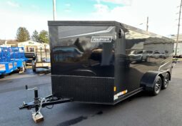 2026 HAULMARK PREMIUM MOTORCYCLE HAULER 7×14-7,000 GVW V-NOSE, ELECTRIC BRAKES AND REAR RAMP DOOR (LH714T2)-BLACKOUT PACKAGE