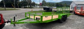 2027 BWISE 7×18 UTILITY TRAILER–7,000 GVW | TWO PIECE SPLIT DETACHABLE GATE | ELECTRIC BRAKES | (UT-718)-LIME GREEN