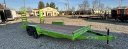 2027 BWISE / BRI-MAR 7×18-9,990 GVW LOW PROFILE EQUIPMENT TRAILER-5′ ADJUSTABLE RAMPS & ELEC BRAKES (EH18-10ELE)-LIME GREEN