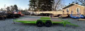 2027 BWISE / BRI-MAR 7×18-9,990 GVW LOW PROFILE EQUIPMENT TRAILER-5′ ADJUSTABLE RAMPS & ELEC BRAKES (EH18-10ELE)-LIME GREEN