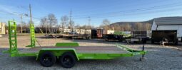 2027 BWISE / BRI-MAR 7×18-9,990 GVW LOW PROFILE EQUIPMENT TRAILER-5′ ADJUSTABLE RAMPS & ELEC BRAKES (EH18-10ELE)-LIME GREEN