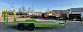 2027 BWISE / BRI-MAR 7×18-9,990 GVW LOW PROFILE EQUIPMENT TRAILER-5′ ADJUSTABLE RAMPS & ELEC BRAKES (EH18-10ELE)-LIME GREEN