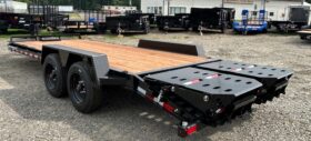 2026 BWISE 7×20 LOW PROFILE EQUIPMENT TRAILER-17,600 GVW, FULL WIDTH RAMPS w/SPRING ASSIST & ELECTRIC BRAKES (EF20-16HD)