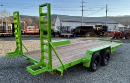 2027 BWISE / BRI-MAR 7×18-9,990 GVW LOW PROFILE EQUIPMENT TRAILER-5′ ADJUSTABLE RAMPS & ELEC BRAKES (EH18-10ELE)-LIME GREEN