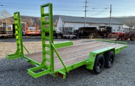2027 BWISE / BRI-MAR 7×18-9,990 GVW LOW PROFILE EQUIPMENT TRAILER-5′ ADJUSTABLE RAMPS & ELEC BRAKES (EH18-10ELE)-LIME GREEN