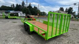 2027 BWISE 7×18 UTILITY TRAILER–7,000 GVW | TWO PIECE SPLIT DETACHABLE GATE | ELECTRIC BRAKES | (UT-718)-LIME GREEN