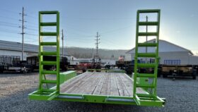2027 BWISE / BRI-MAR 7×18-9,990 GVW LOW PROFILE EQUIPMENT TRAILER-5′ ADJUSTABLE RAMPS & ELEC BRAKES (EH18-10ELE)-LIME GREEN