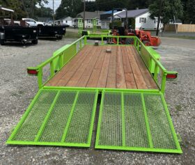 2027 BWISE 7×18 UTILITY TRAILER–7,000 GVW | TWO PIECE SPLIT DETACHABLE GATE | ELECTRIC BRAKES | (UT-718)-LIME GREEN