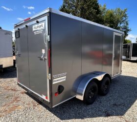 2027 7 X 14 Haulmark Passport Deluxe Enclosed Trailer-7,000 GVW, 7\’0\” Interior, V-Nose, Ramp Door (PP714T2-D)-Gray