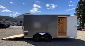 2027 7 X 14 Haulmark Passport Deluxe Enclosed Trailer-7,000 GVW, 7\’0\” Interior, V-Nose, Ramp Door (PP714T2-D)-Gray